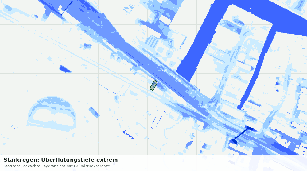 Statische Kartenansicht: Starkregen: Überflutungstiefe extrem