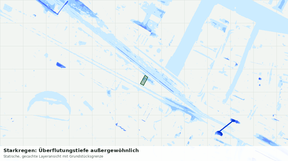 Statische Kartenansicht: Starkregen: Überflutungstiefe außergewöhnlich