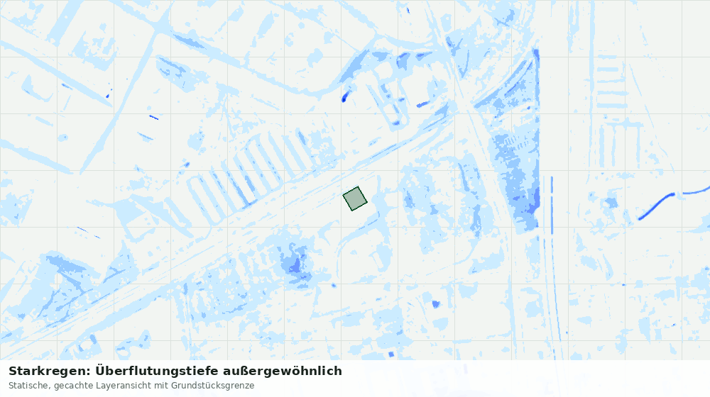 Statische Kartenansicht: Starkregen: Überflutungstiefe außergewöhnlich