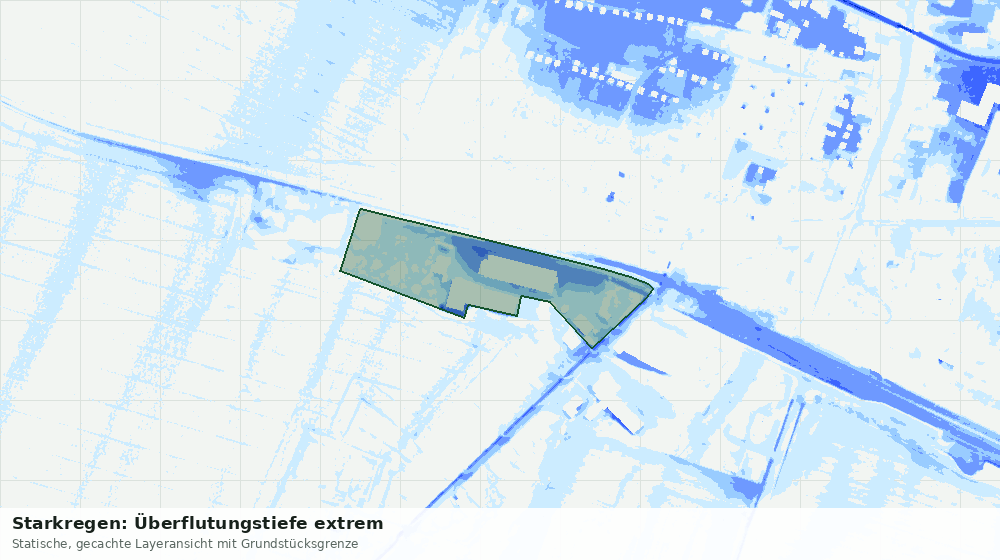 Statische Kartenansicht: Starkregen: Überflutungstiefe extrem
