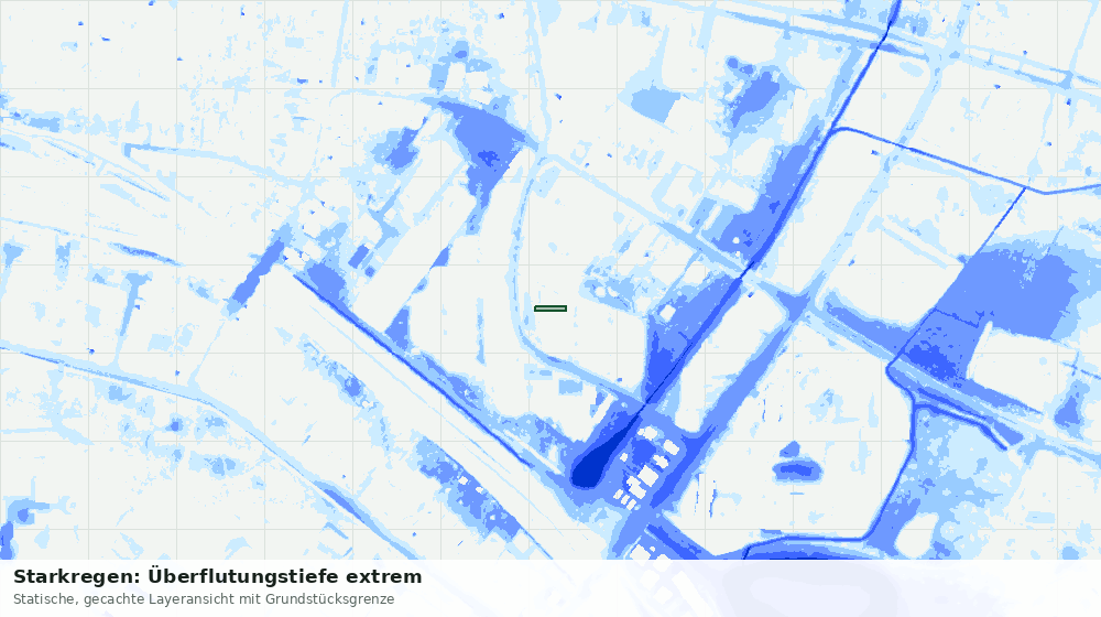 Statische Kartenansicht: Starkregen: Überflutungstiefe extrem
