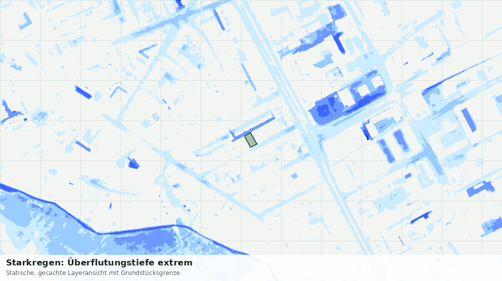 Statische Kartenansicht: Starkregen: Überflutungstiefe extrem