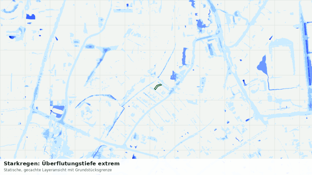 Statische Kartenansicht: Starkregen: Überflutungstiefe extrem