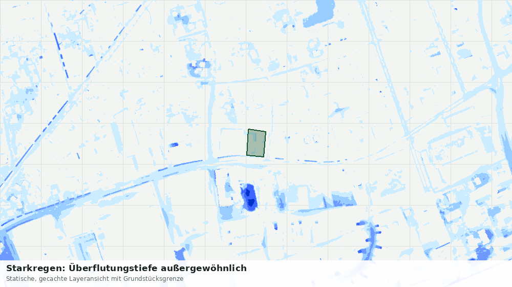 Statische Kartenansicht: Starkregen: Überflutungstiefe außergewöhnlich