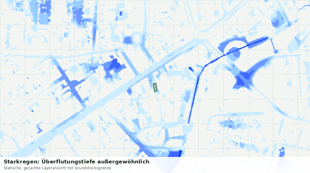 Statische Kartenansicht: Starkregen: Überflutungstiefe außergewöhnlich