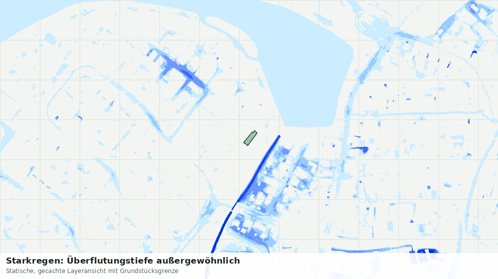 Statische Kartenansicht: Starkregen: Überflutungstiefe außergewöhnlich