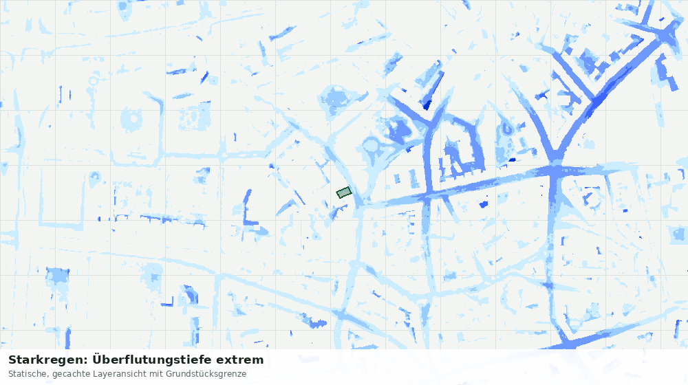 Statische Kartenansicht: Starkregen: Überflutungstiefe extrem