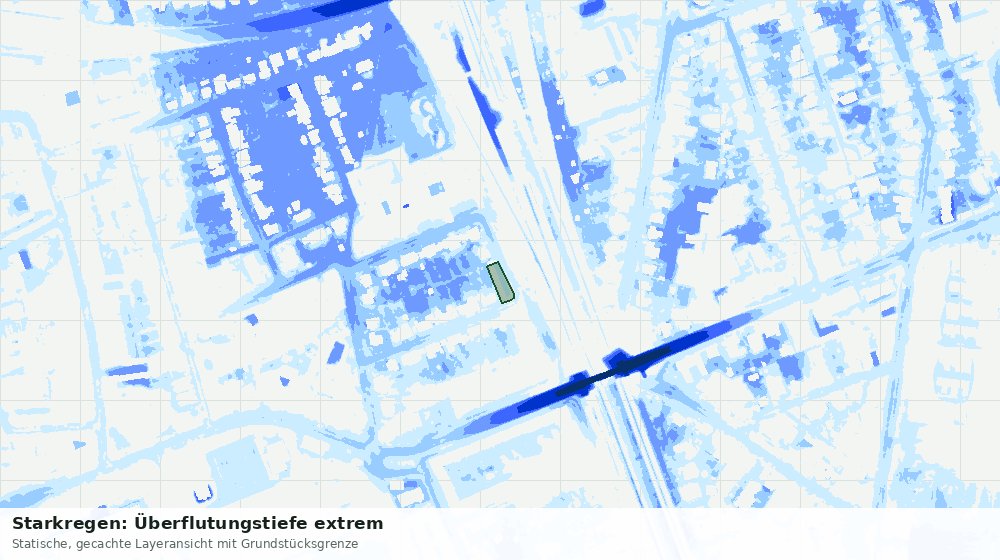 Statische Kartenansicht: Starkregen: Überflutungstiefe extrem