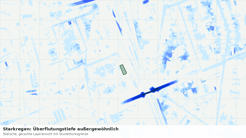 Statische Kartenansicht: Starkregen: Überflutungstiefe außergewöhnlich