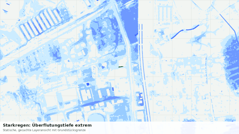 Statische Kartenansicht: Starkregen: Überflutungstiefe extrem