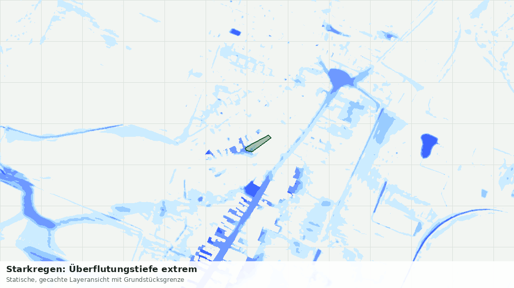 Statische Kartenansicht: Starkregen: Überflutungstiefe extrem