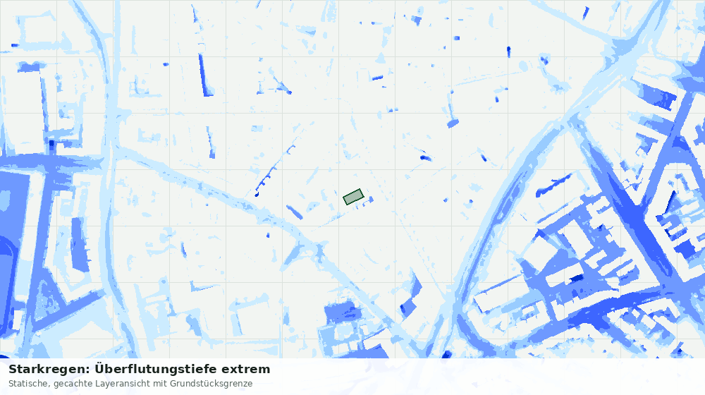 Statische Kartenansicht: Starkregen: Überflutungstiefe extrem
