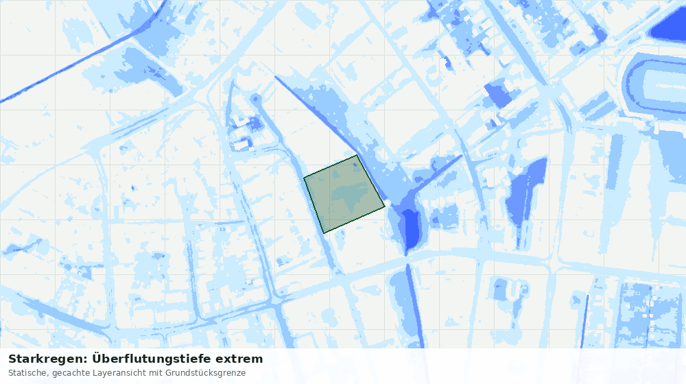 Statische Kartenansicht: Starkregen: Überflutungstiefe extrem