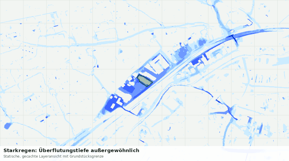 Statische Kartenansicht: Starkregen: Überflutungstiefe außergewöhnlich