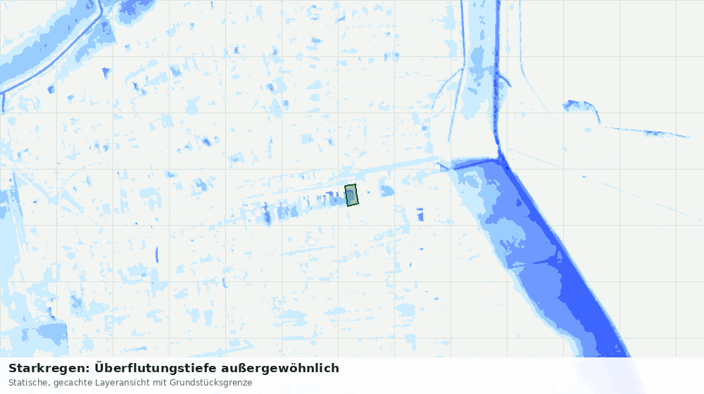 Statische Kartenansicht: Starkregen: Überflutungstiefe außergewöhnlich