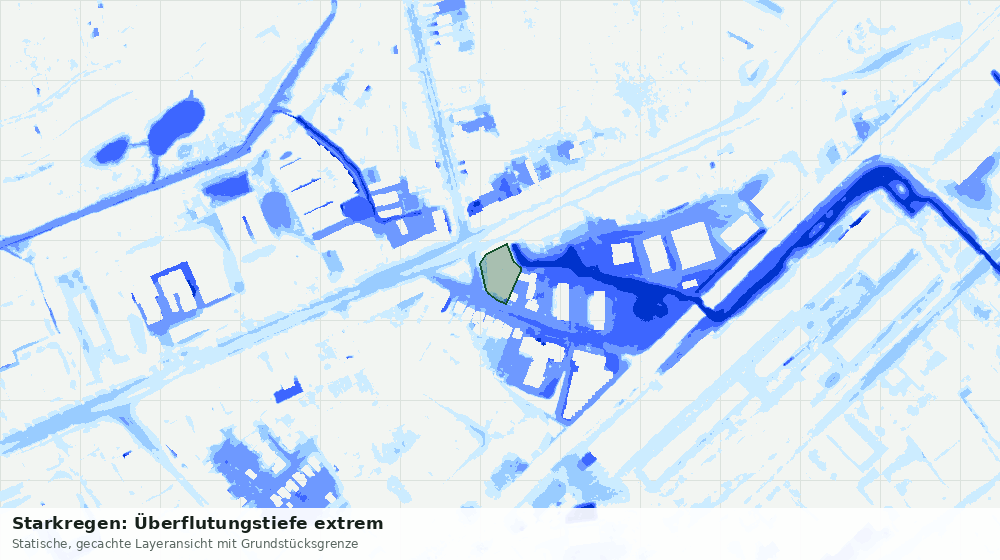 Statische Kartenansicht: Starkregen: Überflutungstiefe extrem