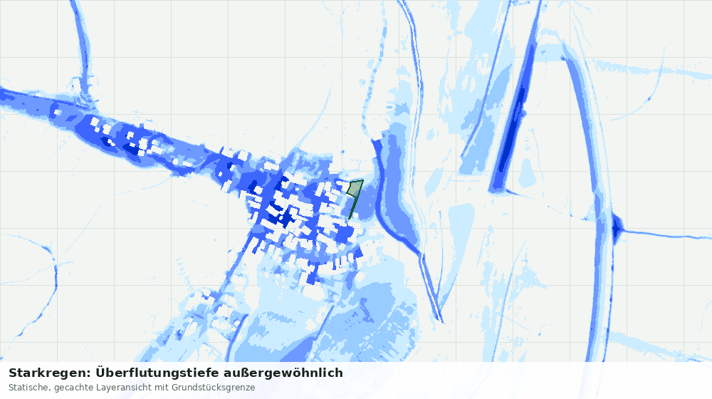 Statische Kartenansicht: Starkregen: Überflutungstiefe außergewöhnlich