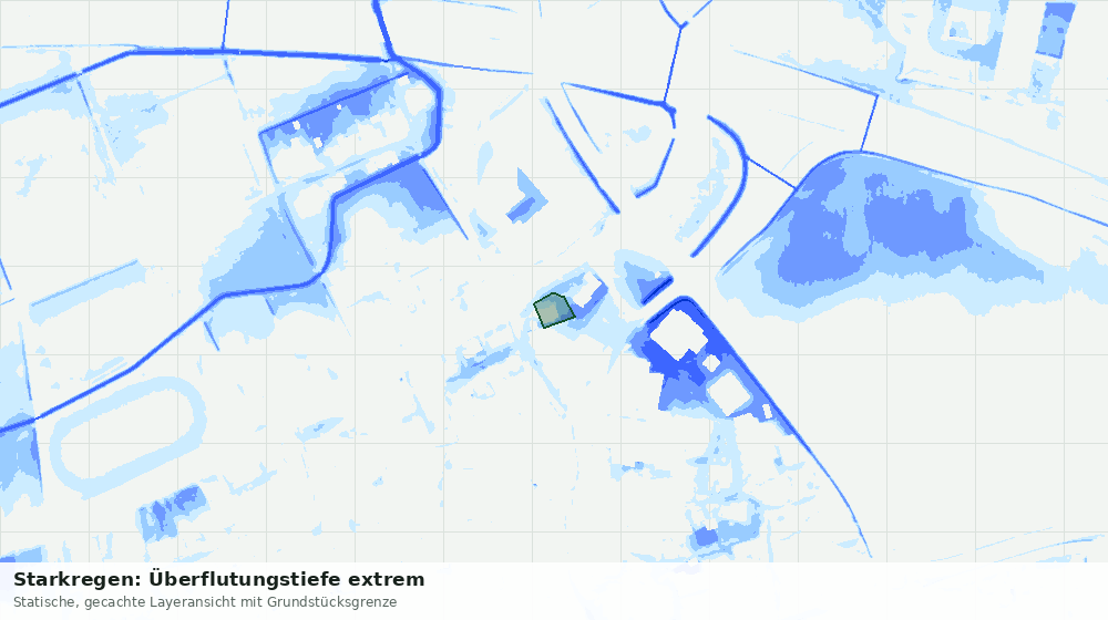Statische Kartenansicht: Starkregen: Überflutungstiefe extrem