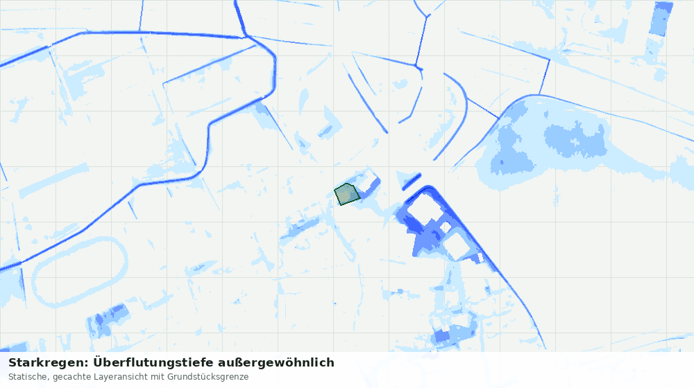 Statische Kartenansicht: Starkregen: Überflutungstiefe außergewöhnlich