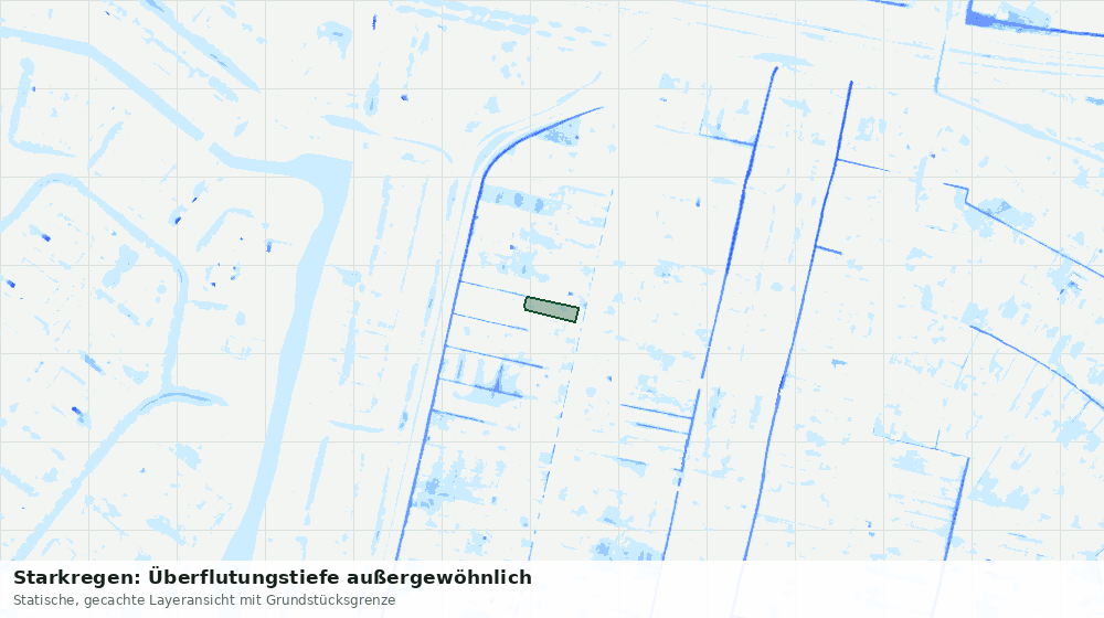 Statische Kartenansicht: Starkregen: Überflutungstiefe außergewöhnlich