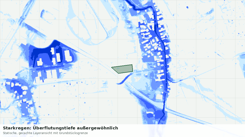 Statische Kartenansicht: Starkregen: Überflutungstiefe außergewöhnlich