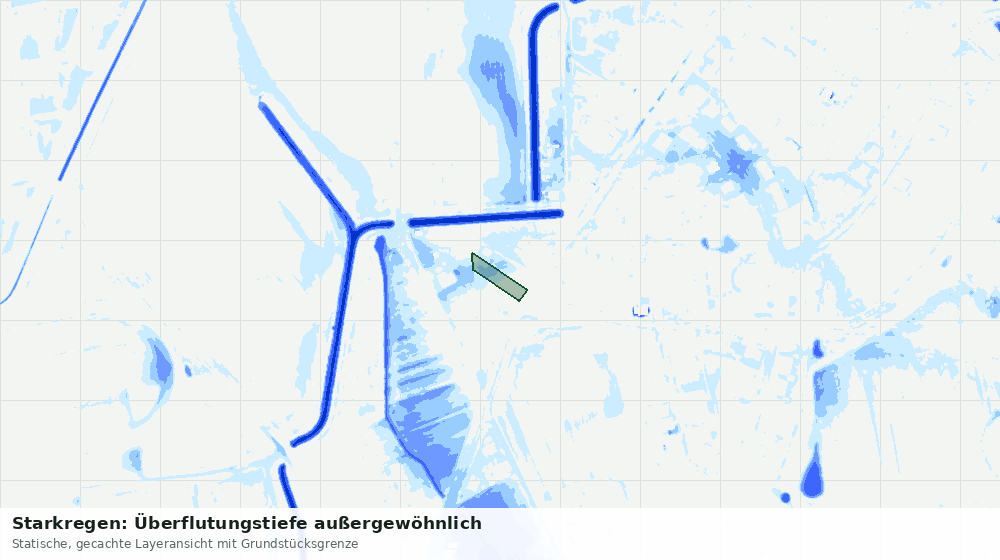 Statische Kartenansicht: Starkregen: Überflutungstiefe außergewöhnlich