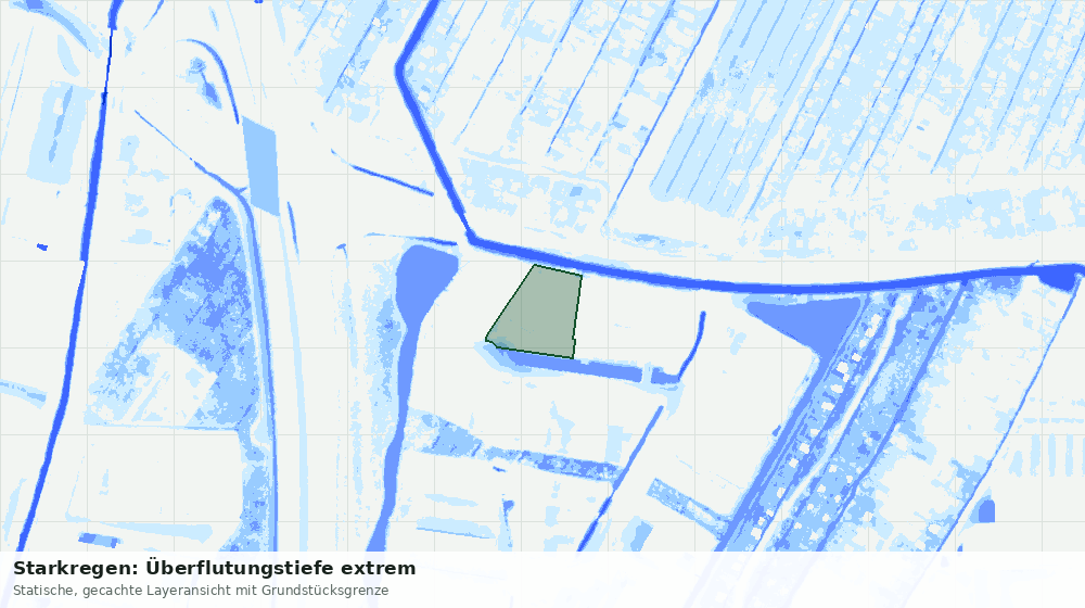 Statische Kartenansicht: Starkregen: Überflutungstiefe extrem