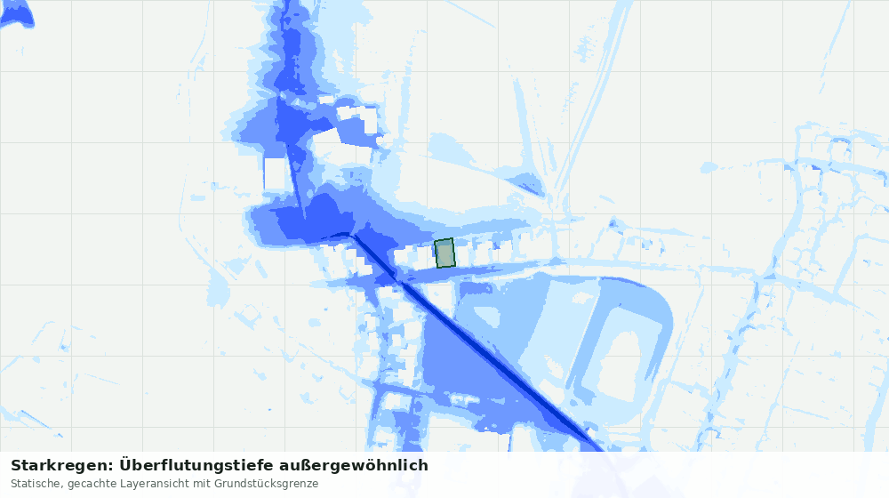 Statische Kartenansicht: Starkregen: Überflutungstiefe außergewöhnlich