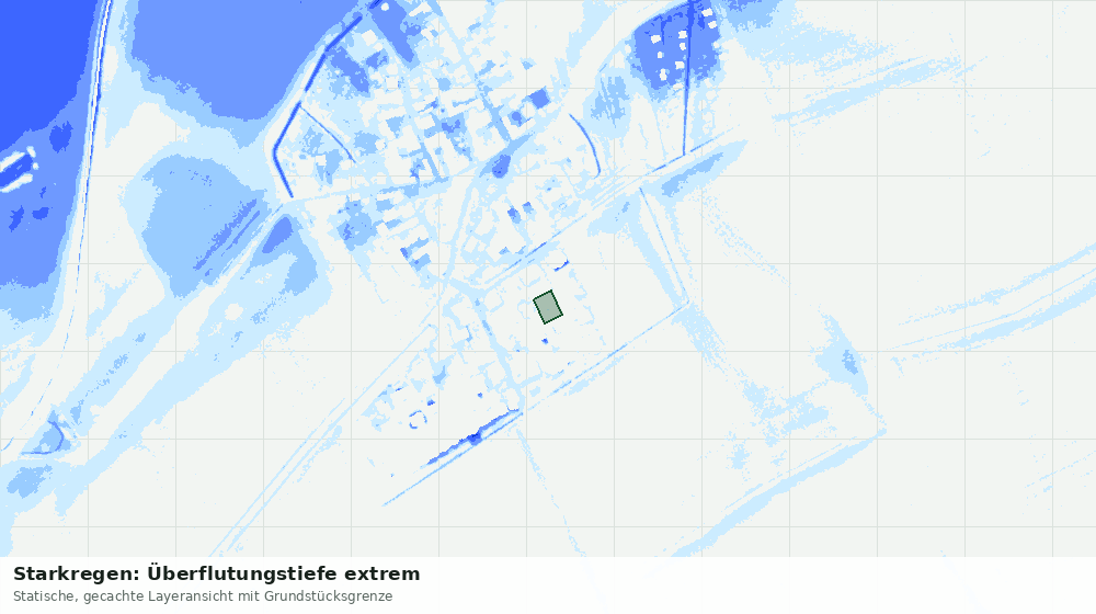 Statische Kartenansicht: Starkregen: Überflutungstiefe extrem