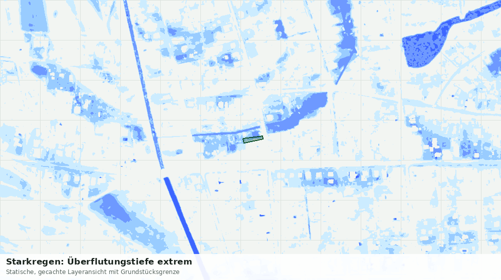 Statische Kartenansicht: Starkregen: Überflutungstiefe extrem
