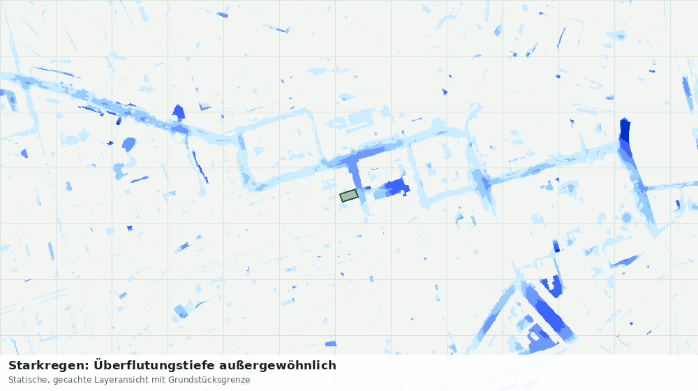 Statische Kartenansicht: Starkregen: Überflutungstiefe außergewöhnlich