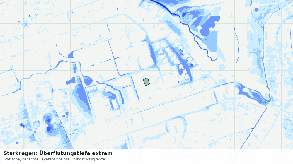 Statische Kartenansicht: Starkregen: Überflutungstiefe extrem