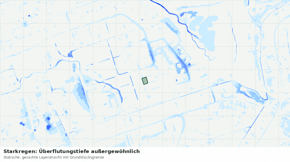 Statische Kartenansicht: Starkregen: Überflutungstiefe außergewöhnlich