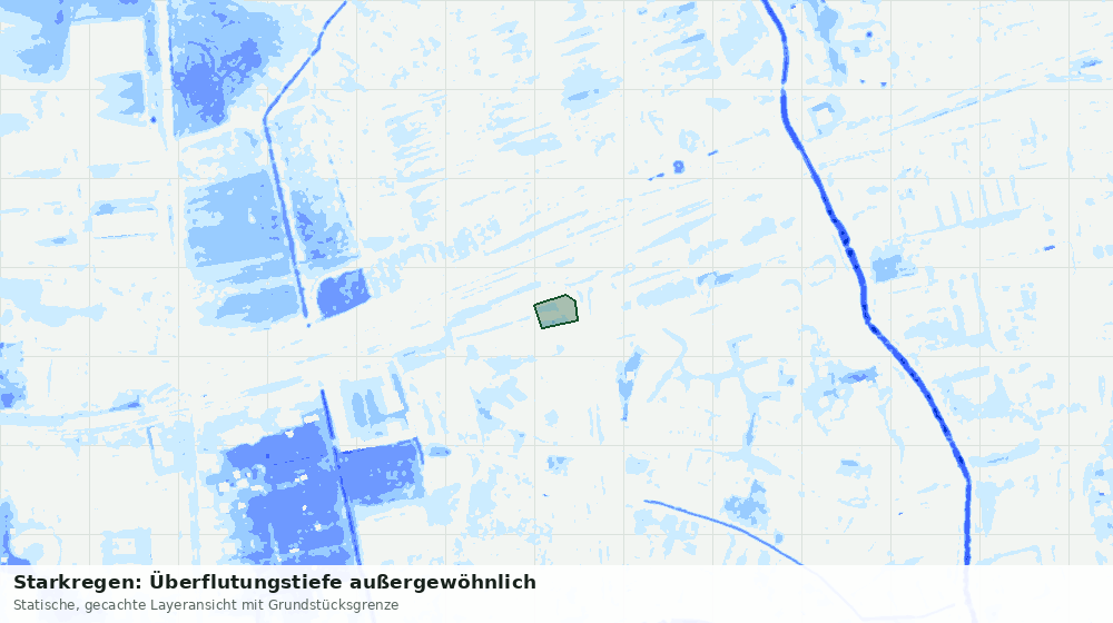 Statische Kartenansicht: Starkregen: Überflutungstiefe außergewöhnlich