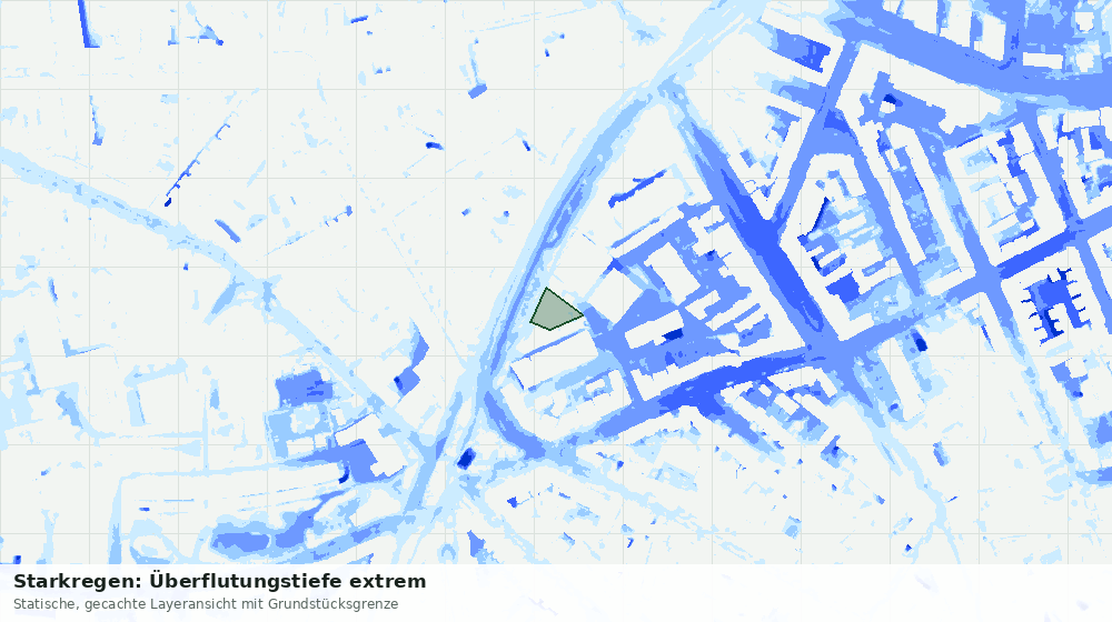 Statische Kartenansicht: Starkregen: Überflutungstiefe extrem