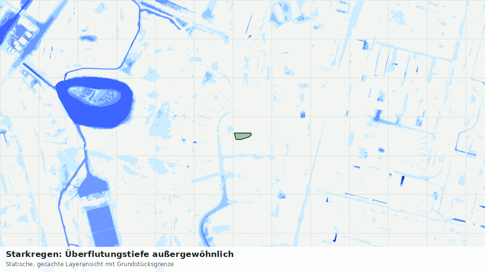 Statische Kartenansicht: Starkregen: Überflutungstiefe außergewöhnlich