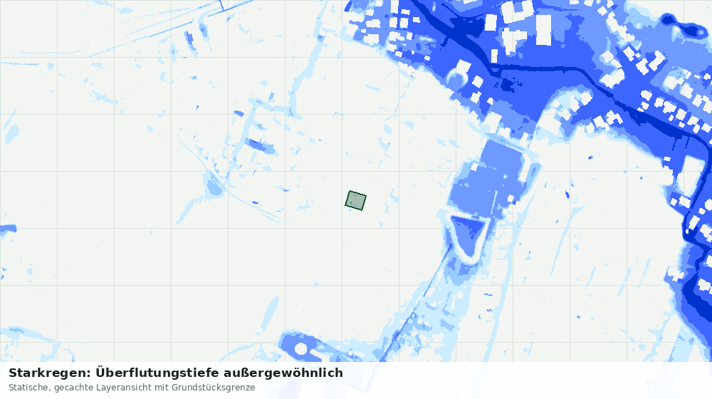 Statische Kartenansicht: Starkregen: Überflutungstiefe außergewöhnlich