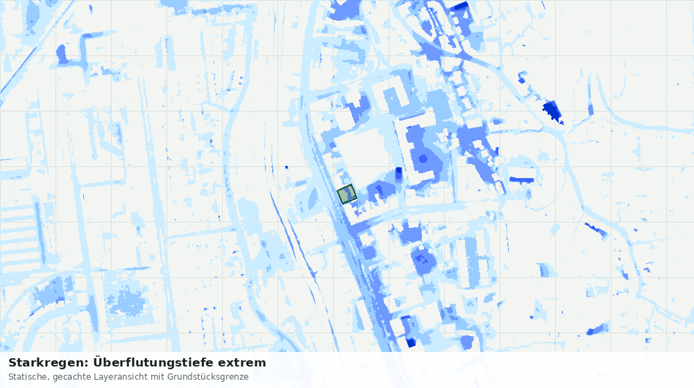 Statische Kartenansicht: Starkregen: Überflutungstiefe extrem
