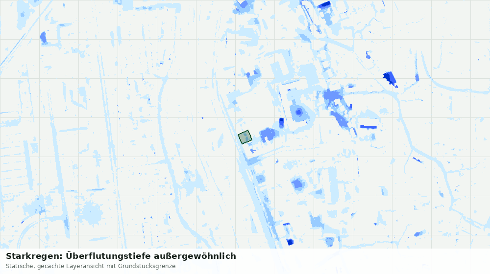 Statische Kartenansicht: Starkregen: Überflutungstiefe außergewöhnlich