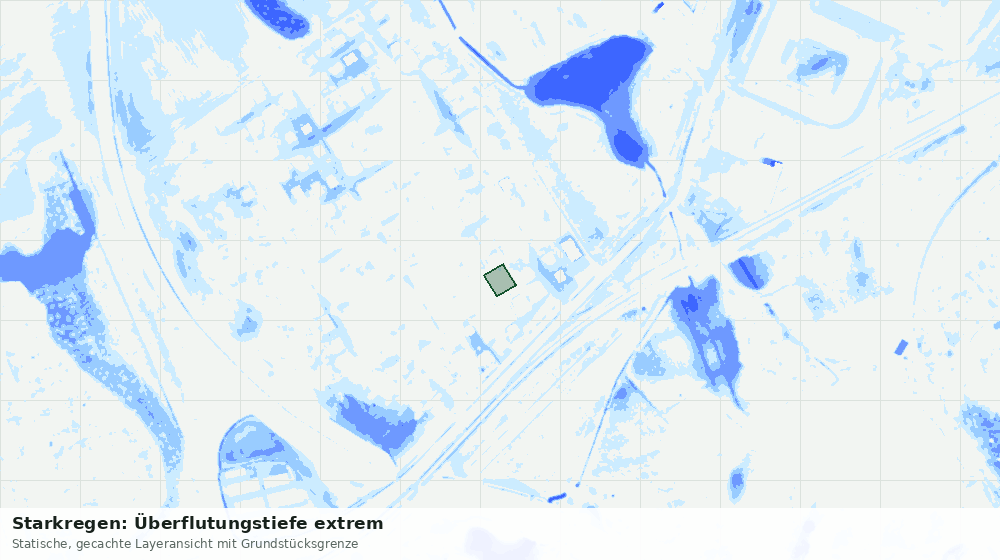 Statische Kartenansicht: Starkregen: Überflutungstiefe extrem