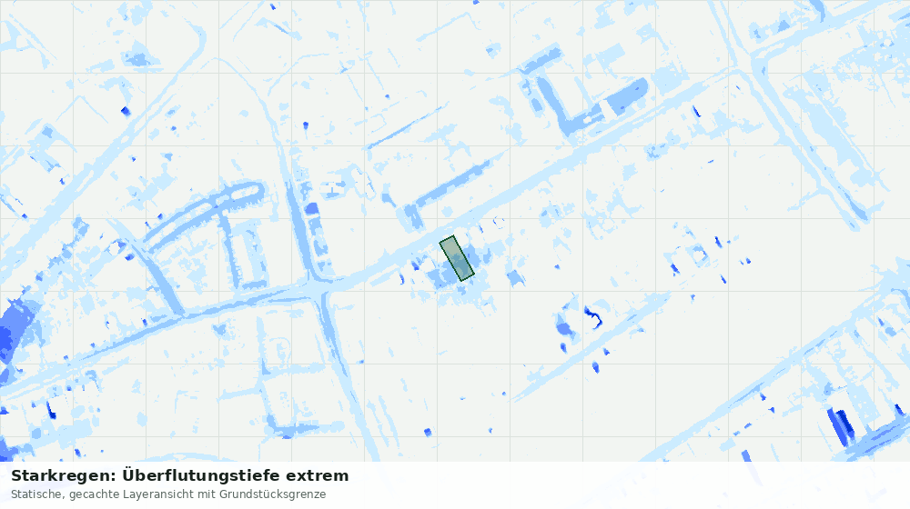 Statische Kartenansicht: Starkregen: Überflutungstiefe extrem