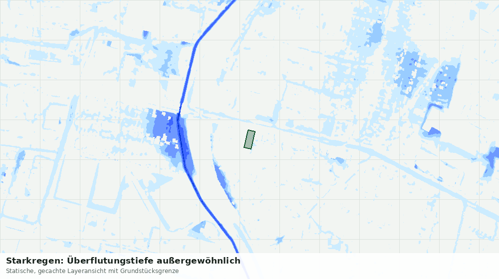 Statische Kartenansicht: Starkregen: Überflutungstiefe außergewöhnlich