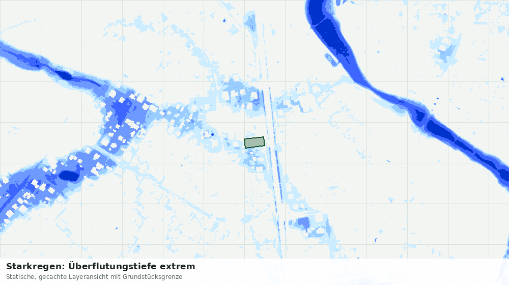 Statische Kartenansicht: Starkregen: Überflutungstiefe extrem