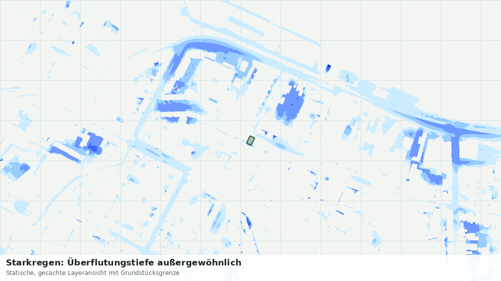 Statische Kartenansicht: Starkregen: Überflutungstiefe außergewöhnlich
