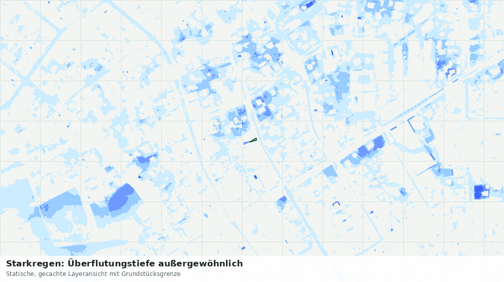 Statische Kartenansicht: Starkregen: Überflutungstiefe außergewöhnlich