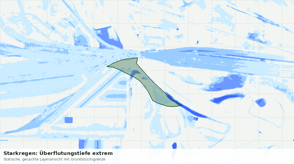 Statische Kartenansicht: Starkregen: Überflutungstiefe extrem