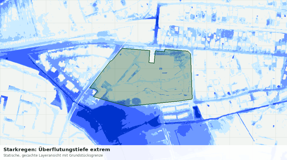 Statische Kartenansicht: Starkregen: Überflutungstiefe extrem