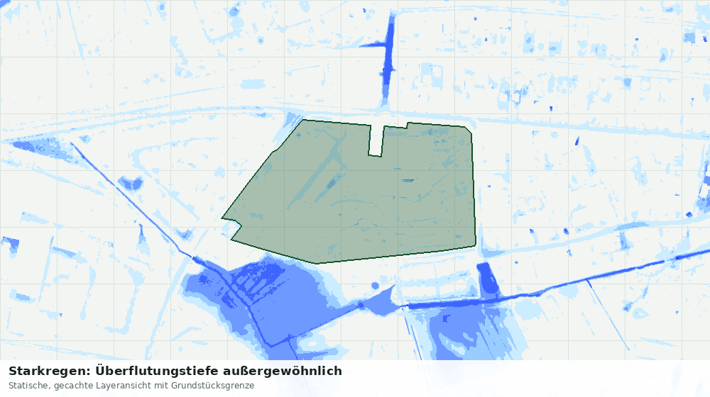 Statische Kartenansicht: Starkregen: Überflutungstiefe außergewöhnlich