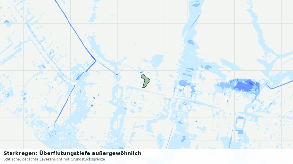 Statische Kartenansicht: Starkregen: Überflutungstiefe außergewöhnlich