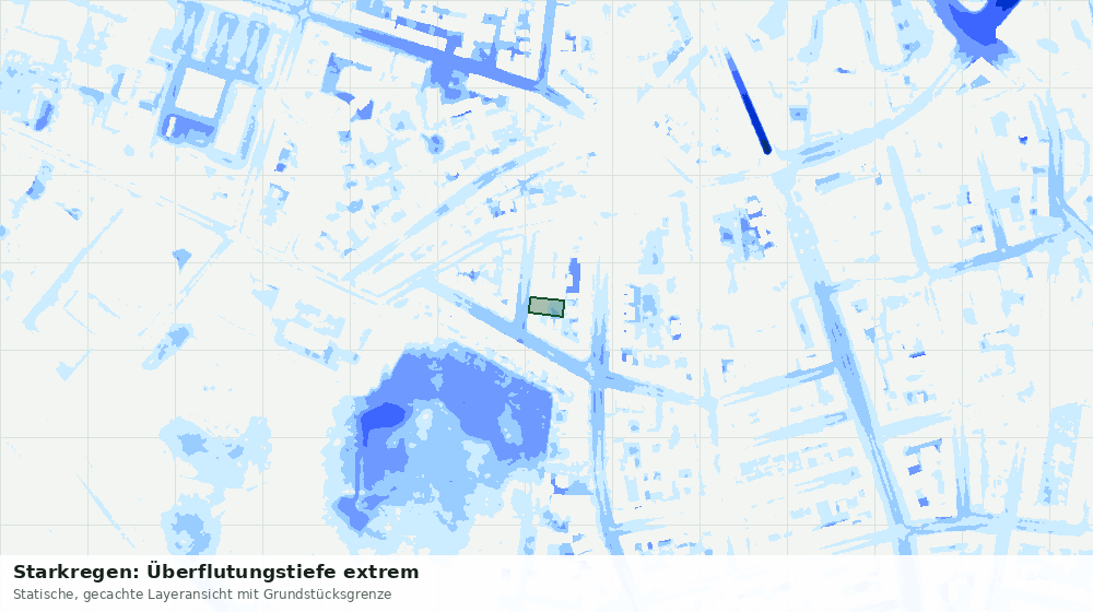 Statische Kartenansicht: Starkregen: Überflutungstiefe extrem